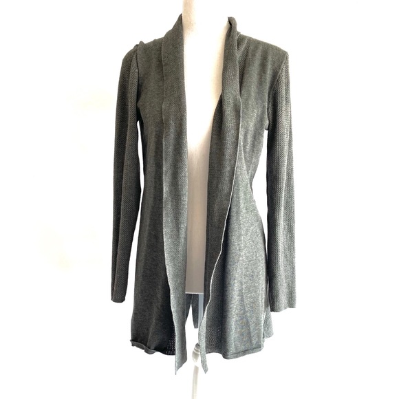 Sweaters - Gray Long Cardigan with crisscross back
